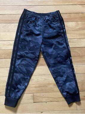 Boys 5 Adidas Pants Grey and Black Ankle Cuff Abstract Sportswear